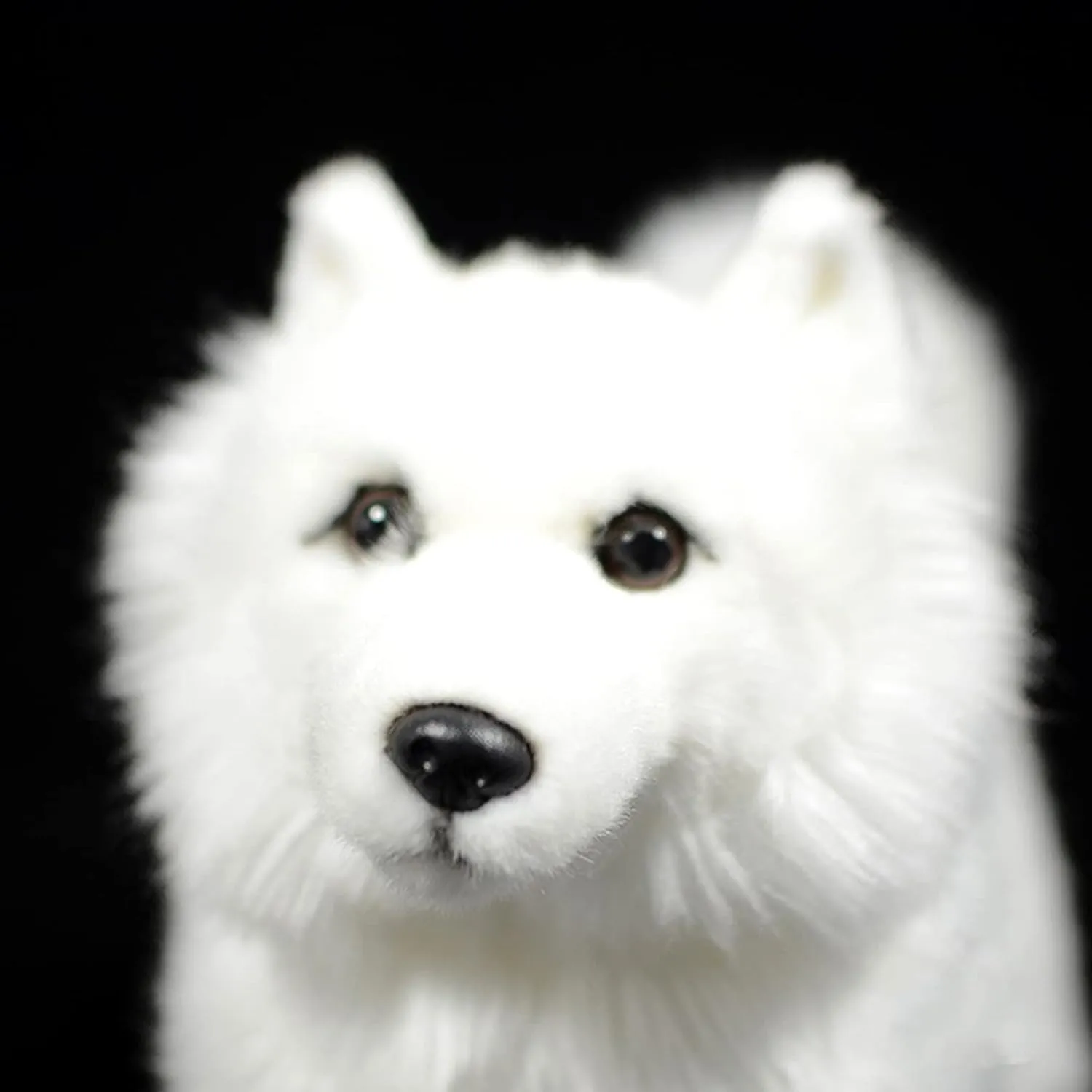 ZHONGXIN MADE Simulation Samoyed Plush Toy - Realistic 12" Standing White Samoyed Pet Dog Stuffed Animal Cute Dog Puppy Model Toy, Unique Plush Gift Collection for Kids Birthday, Home Decor