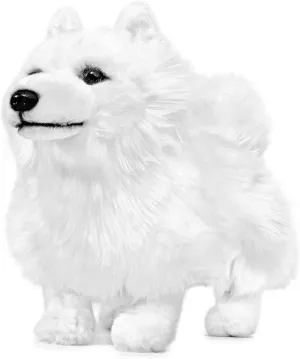 ZHONGXIN MADE Simulation Samoyed Plush Toy - Realistic 12" Standing White Samoyed Pet Dog Stuffed Animal Cute Dog Puppy Model Toy, Unique Plush Gift Collection for Kids Birthday, Home Decor