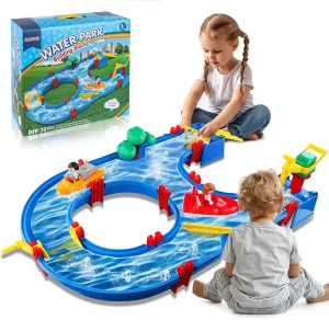 zinat Water Table for Toddlers, Outdoor Kids Water Sensory Table, Sand Water Table Toys for Kids, Splash Table Play Toys for Outside Outdoor Backyard for Boys Girls - 39Pcs