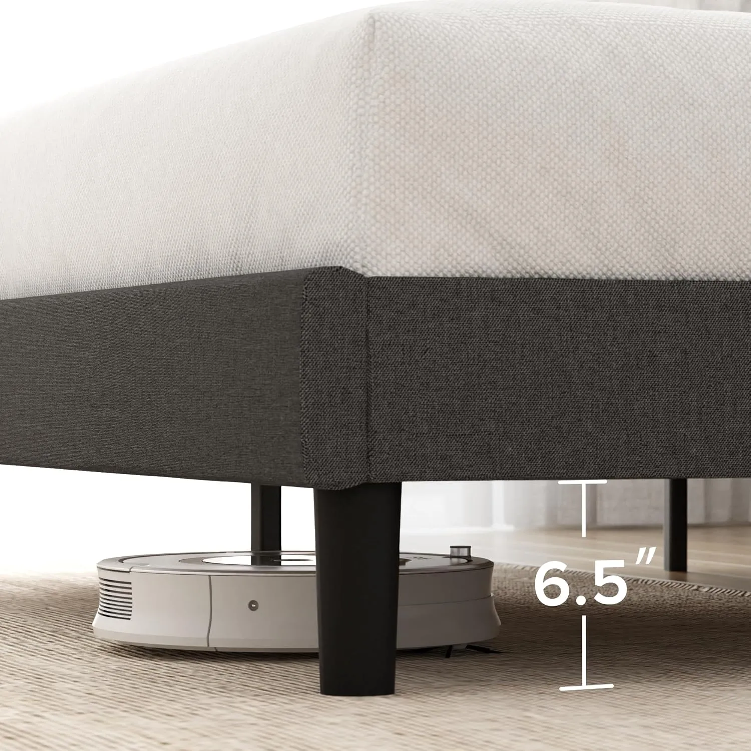 ZINUS Full Maya Upholstered Bed Frame with Asymmetric Headboard, Durable Wooden Slats, Sturdy Framework, Noise Free Sleep, No Box Spring Needed, Easy Assembly, Eco Friendly Packaging, Dark Grey