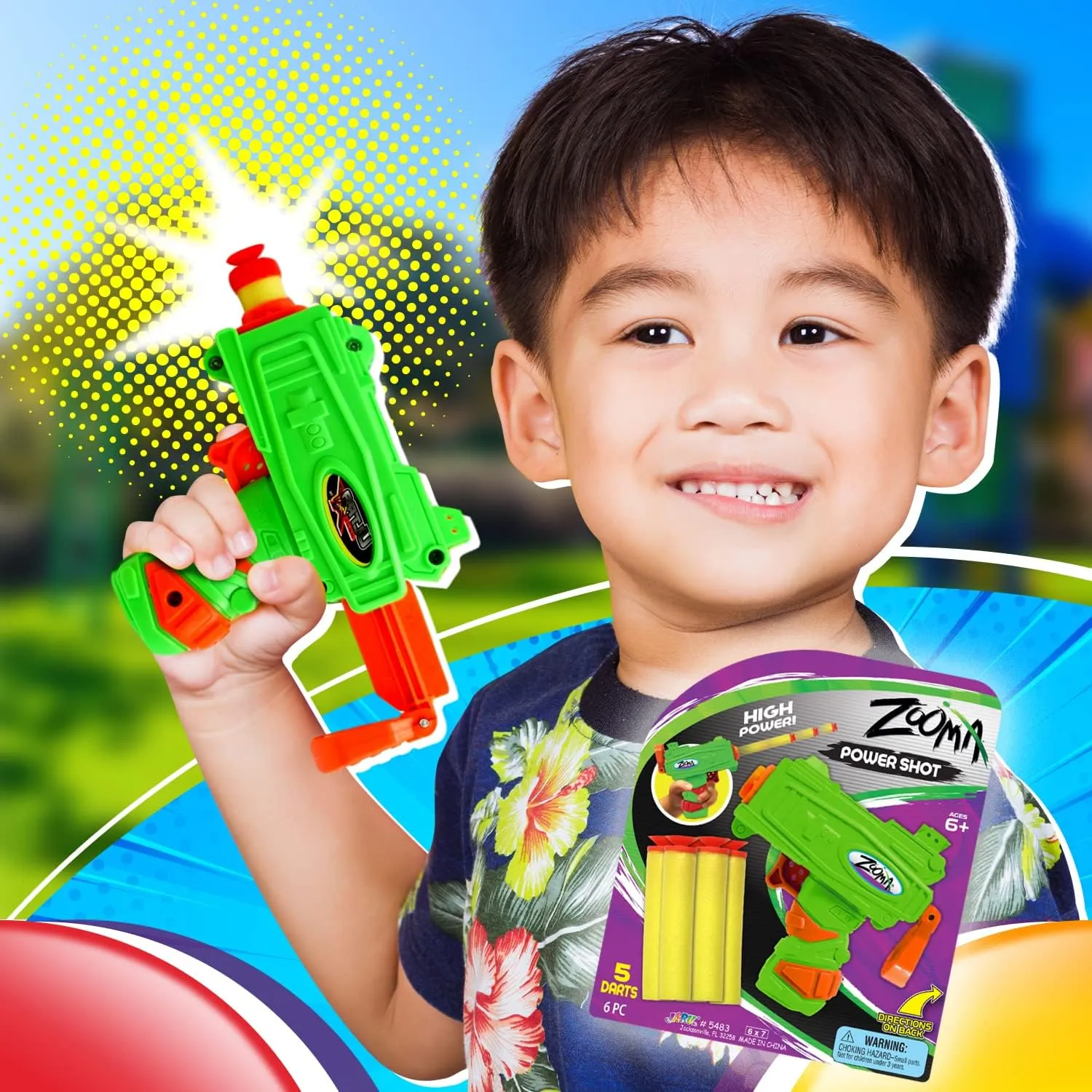 Zooma Mini Foam Dart Gun Pistol Toy (8 Toy Guns for Kids) w/ 5 Refill Soft Bullet Foam Darts. Fake Guns for Kids Toys Boys, Birthday Favors & Party Supplies 5483-8s