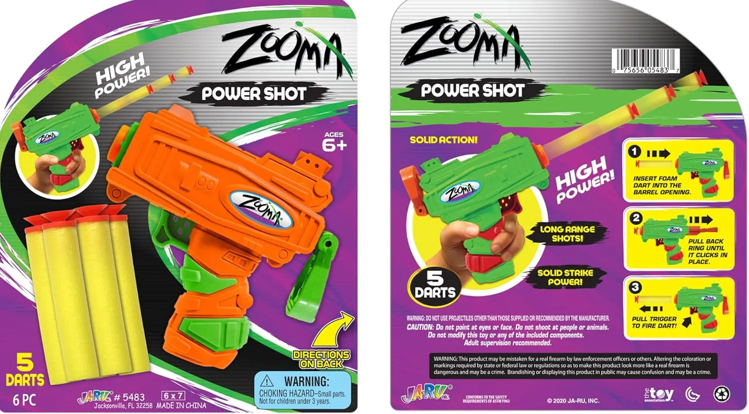 Zooma Mini Foam Dart Gun Pistol Toy (8 Toy Guns for Kids) w/ 5 Refill Soft Bullet Foam Darts. Fake Guns for Kids Toys Boys, Birthday Favors & Party Supplies 5483-8s
